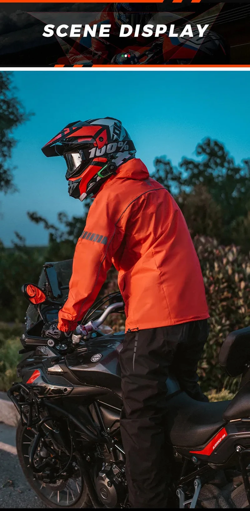 Motorcycle Rainsuit Waterproof Split Raincoat Suit Cycling Motorbike Jacket and Pants Lightweight Foldable Windproof Reflective