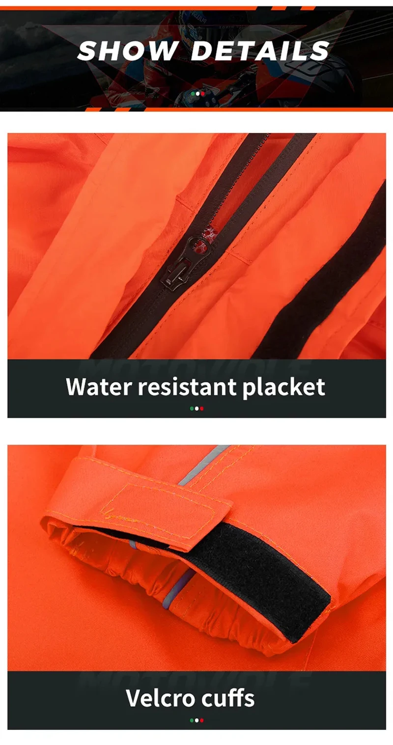 Motorcycle Rainsuit Waterproof Split Raincoat Suit Cycling Motorbike Jacket and Pants Lightweight Foldable Windproof Reflective