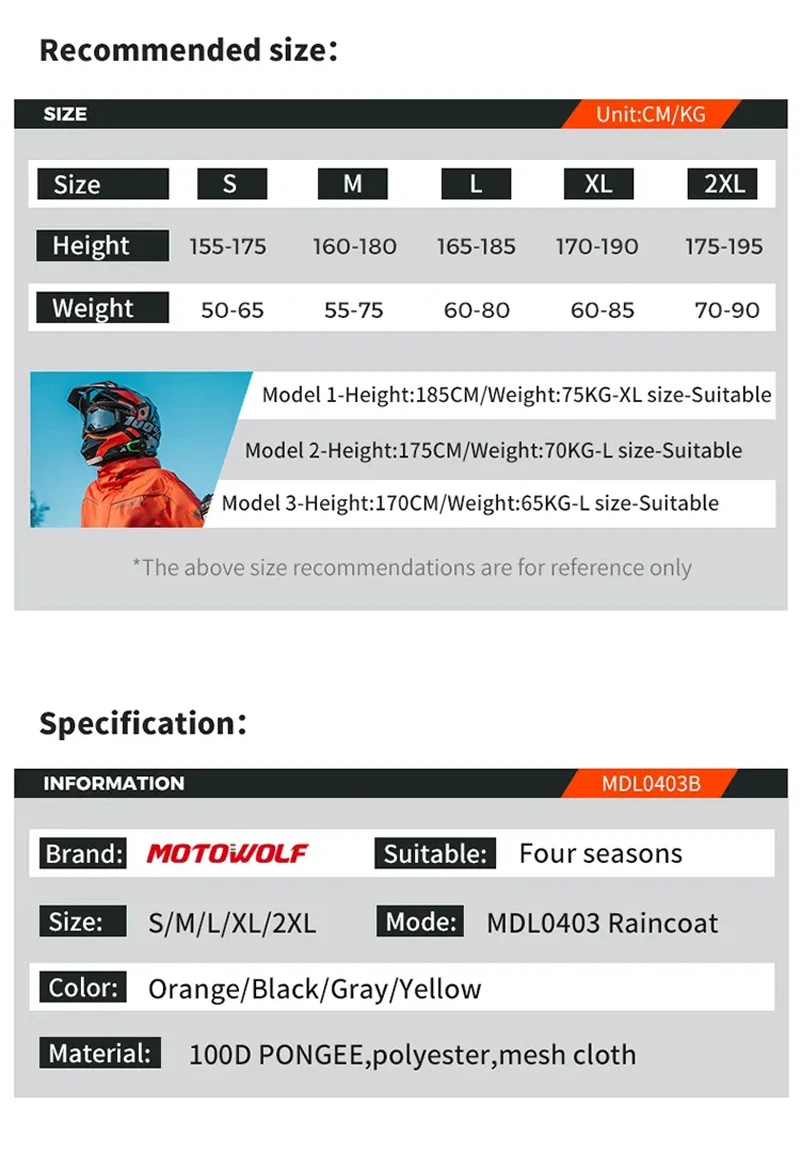 Motorcycle Rainsuit Waterproof Split Raincoat Suit Cycling Motorbike Jacket and Pants Lightweight Foldable Windproof Reflective