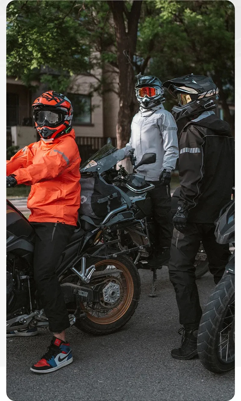 Motorcycle Rainsuit Waterproof Split Raincoat Suit Cycling Motorbike Jacket and Pants Lightweight Foldable Windproof Reflective
