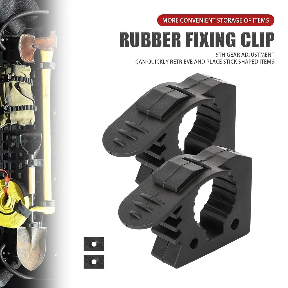 Rubber Clamp Shovel Holder Quick-Release Clamp Mount Bracket for Off-road Vehicles Hunting Truck Trailer 30-40mm Diameter