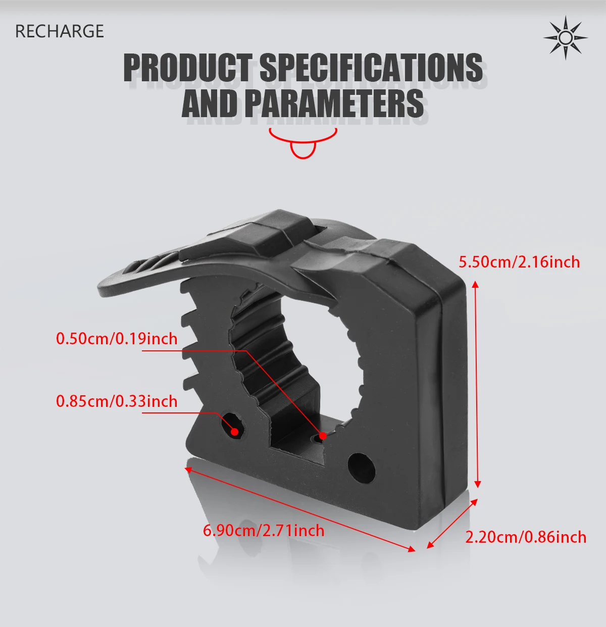Rubber Clamp Shovel Holder Quick-Release Clamp Mount Bracket for Off-road Vehicles Hunting Truck Trailer 30-40mm Diameter