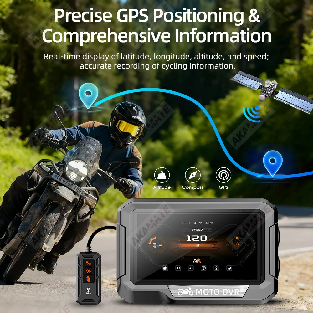 3.4Inch Motorcycle Navigation Monitor CarPlay Android Auto Bluetooth Waterproof Portable HD Digital Display Motor CPS Screen