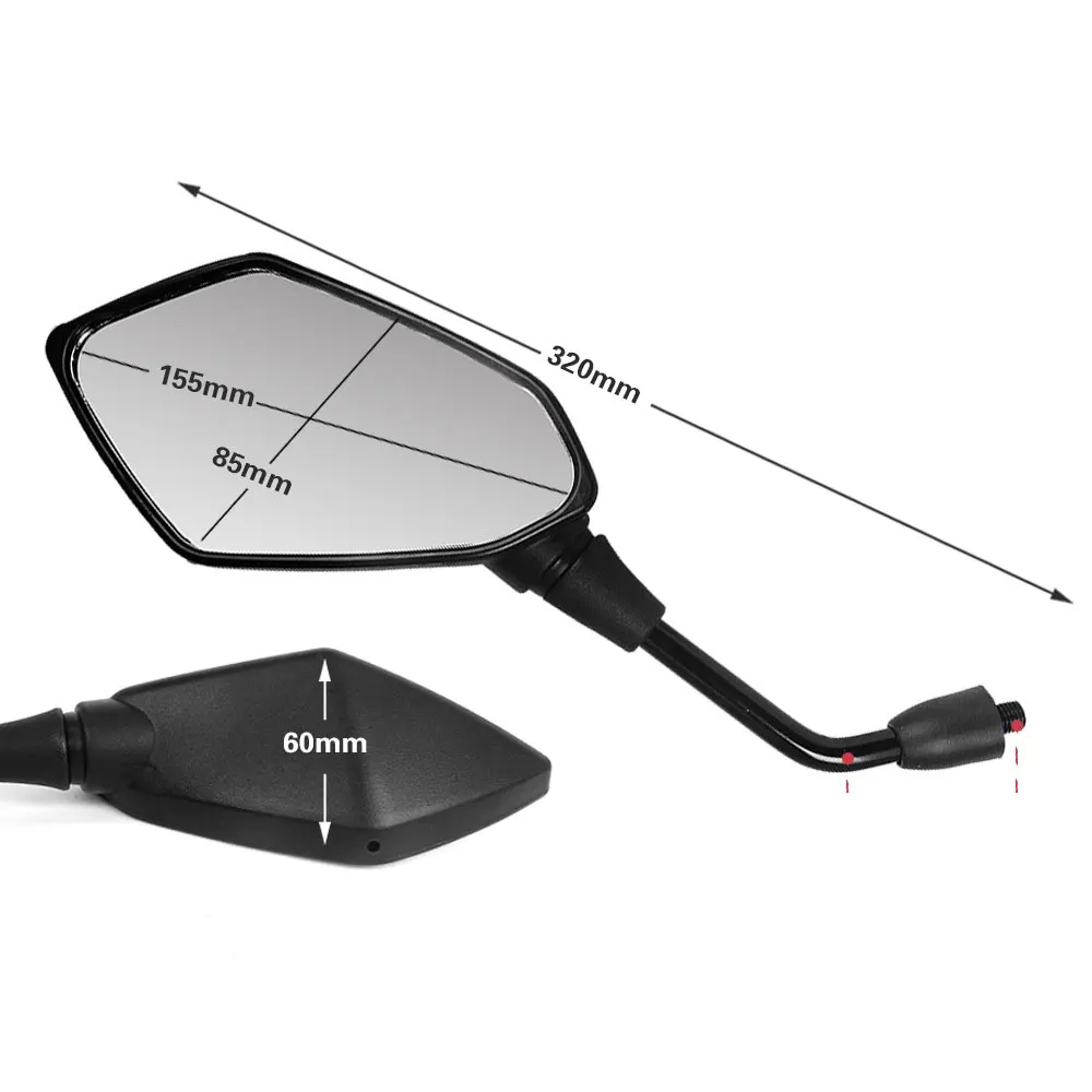 Universial 8mm 10mm Electromobile Back Side Convex Motorcycle Mirror Handle Bar End Side Rearview Mirrors for Scooter E-Bike
