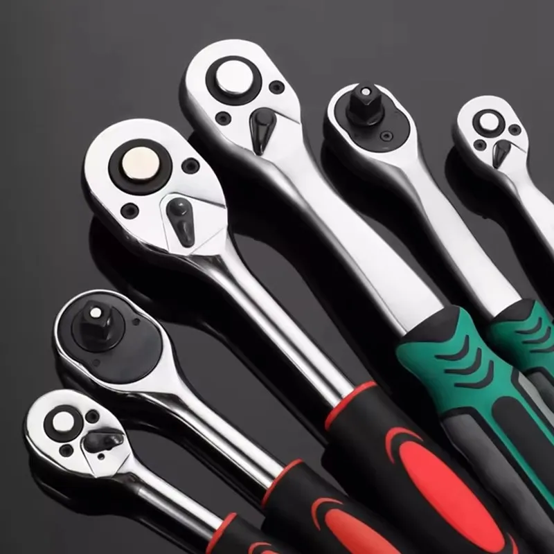 24/72 Tooth Quick Ratchet Wrench 1/2 1/4 3/8 3 Size Flying Wrenches Two-way Socket Wrench Repair Tools for Vehicle Bicycle