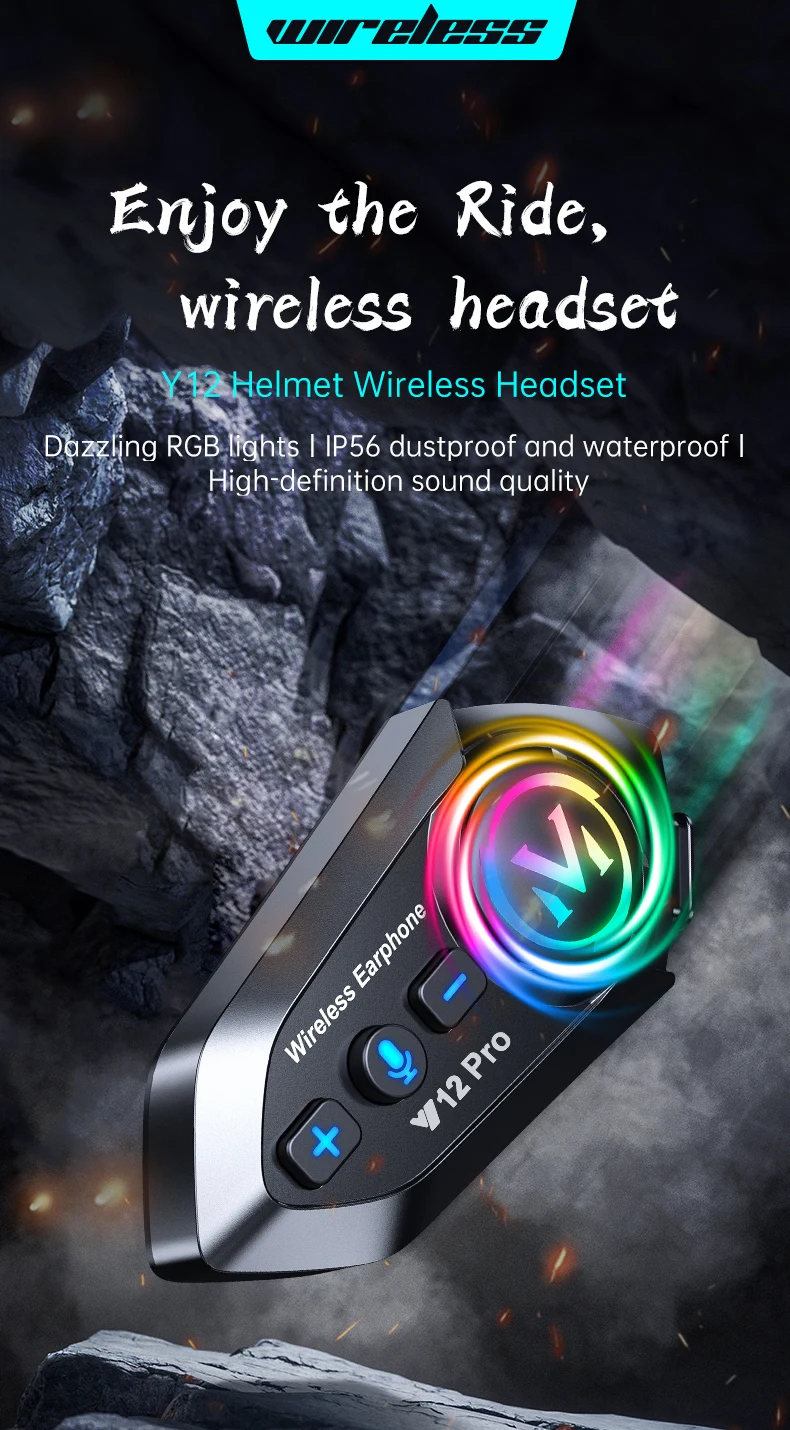 1/2x Y20 Pro Motorcycle Helmet Intercom BT5.4 Motorcycle Helmet Headset Waterproof 500m Intercomunicador Speaker Interphone