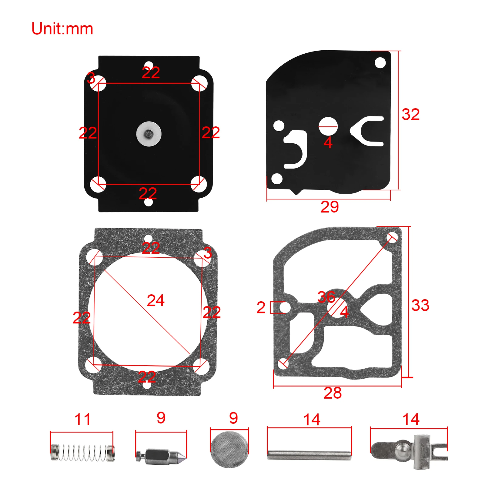 5x Carb Carburetor Rebuild Repair Kit Diaphragm Gasket for Sthil 017 018 MS180 MS170 BG66 BG86 ZAMA RB-155 RB 155 RB-164 C1M-S14