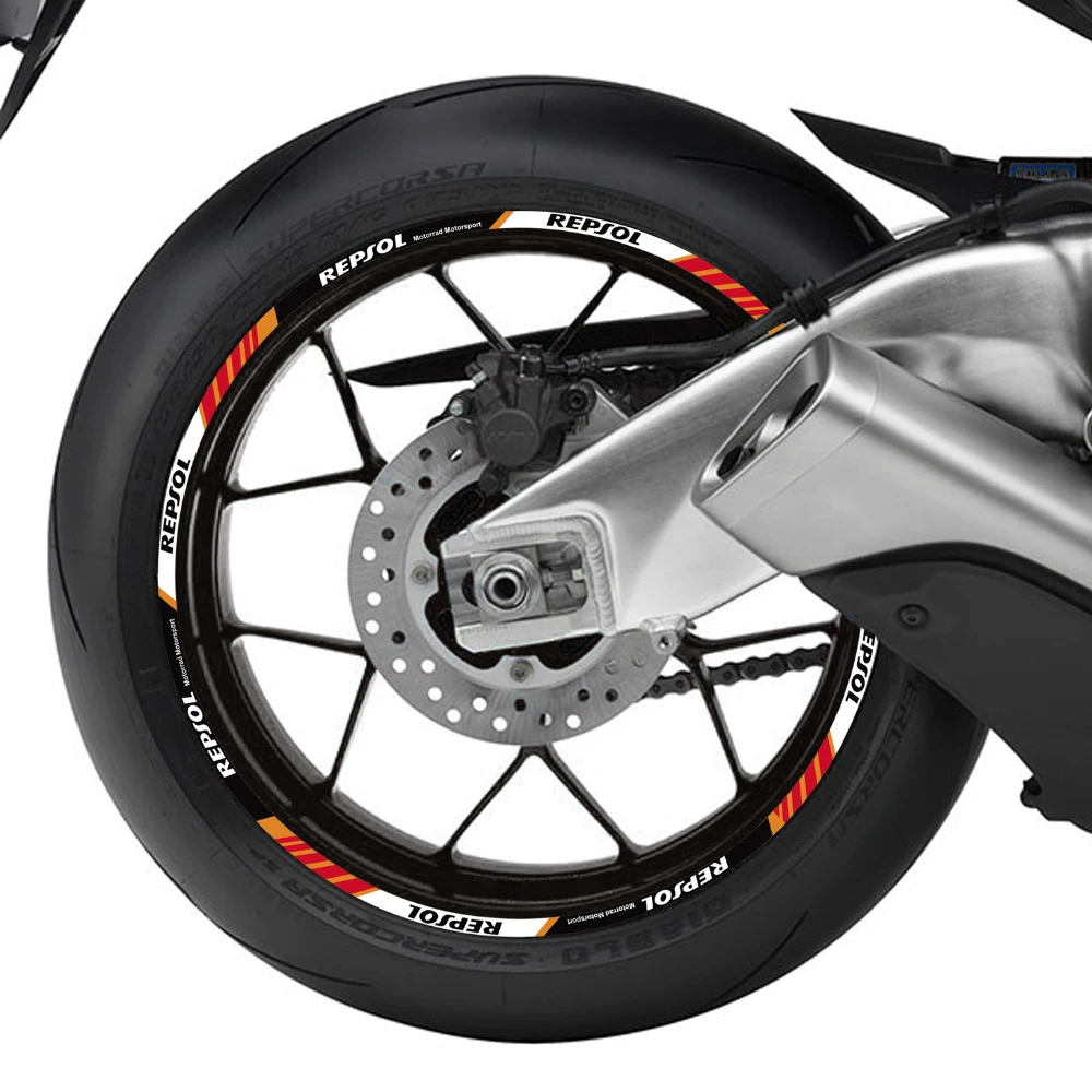Reflective Motorcycle Wheel Stickers Racing Rim Strips Decals 17" Hub Accessories For Repsol CBR