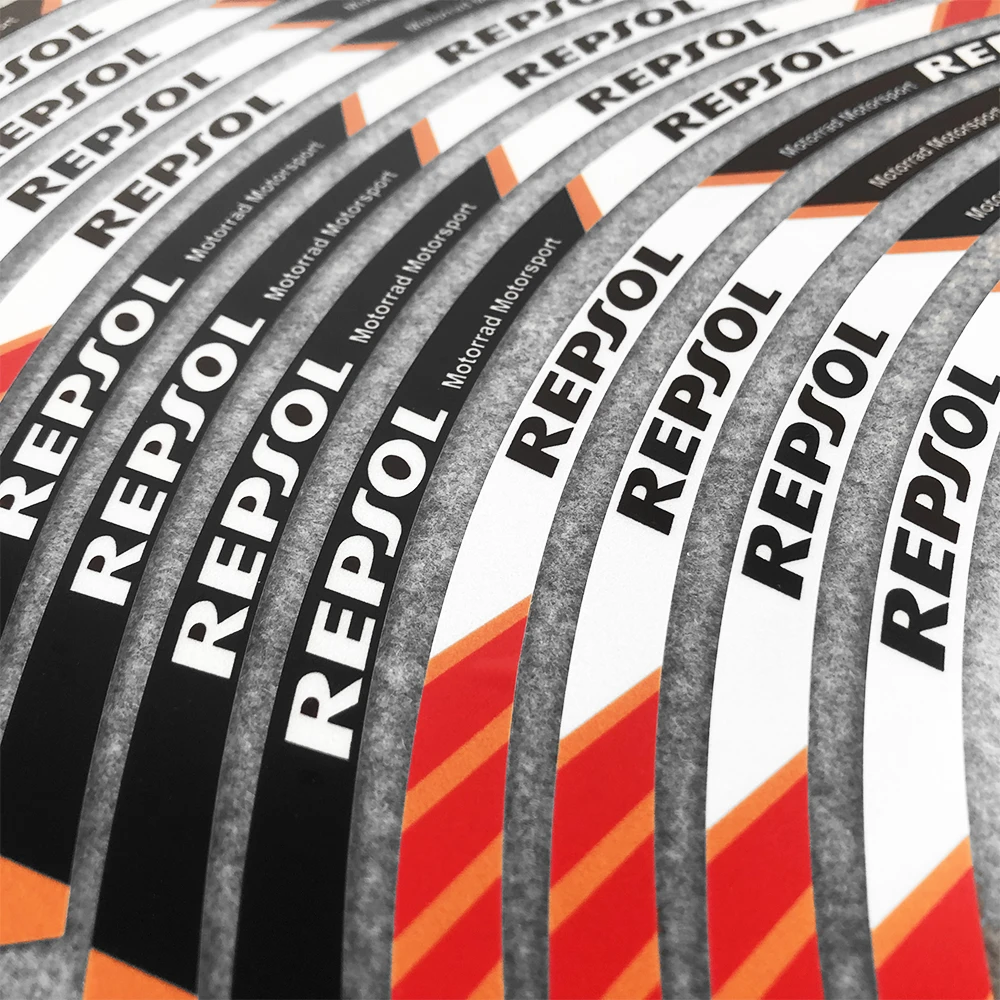 Reflective Motorcycle Wheel Stickers Racing Rim Strips Decals 17" Hub Accessories For Repsol CBR