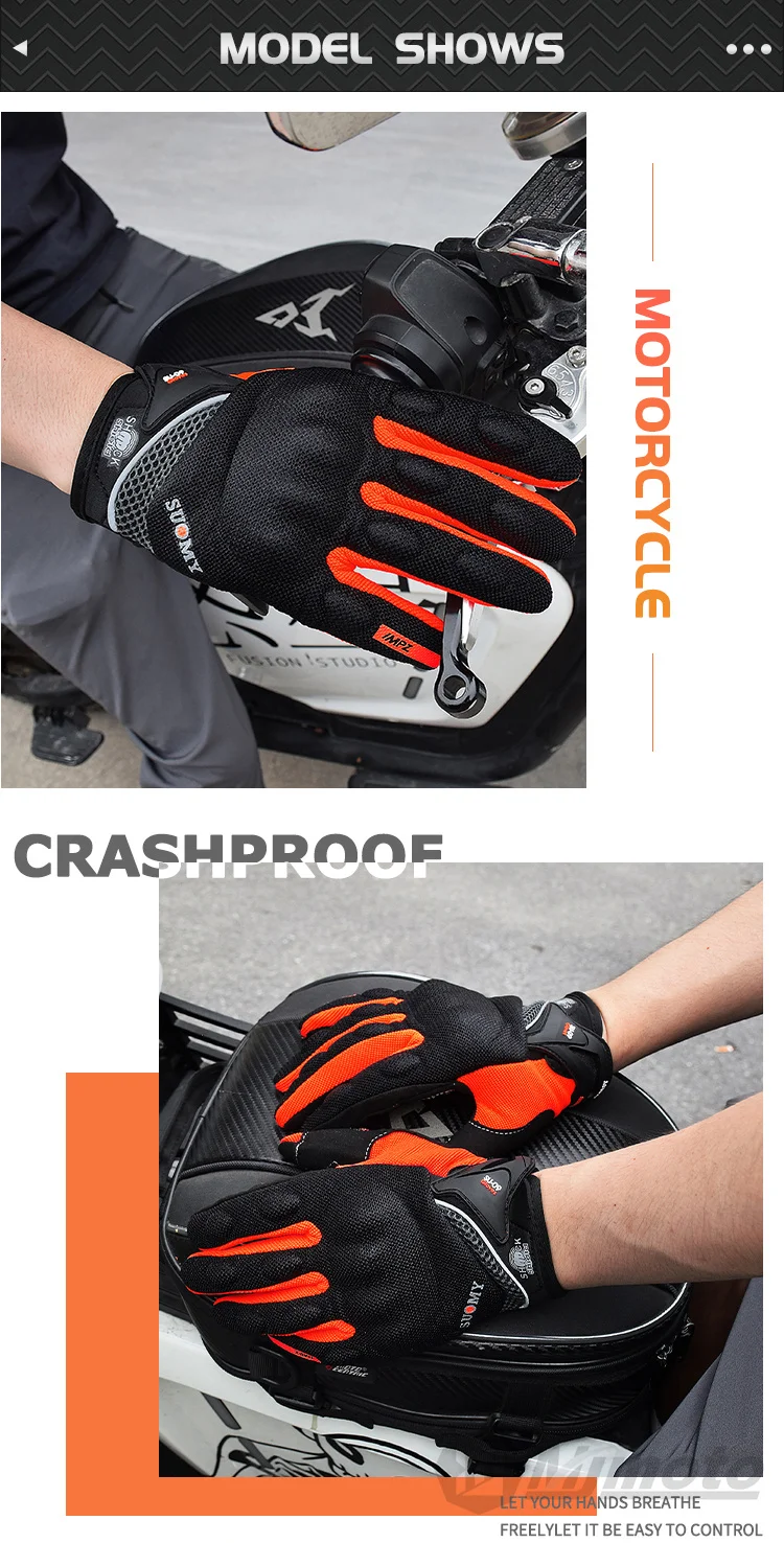 Suomy Motorcycle Gloves Summer Mesh Breathable Moto Gloves Men Women Touch Screen Motocross Gloves Touch Screen Cycling Gloves