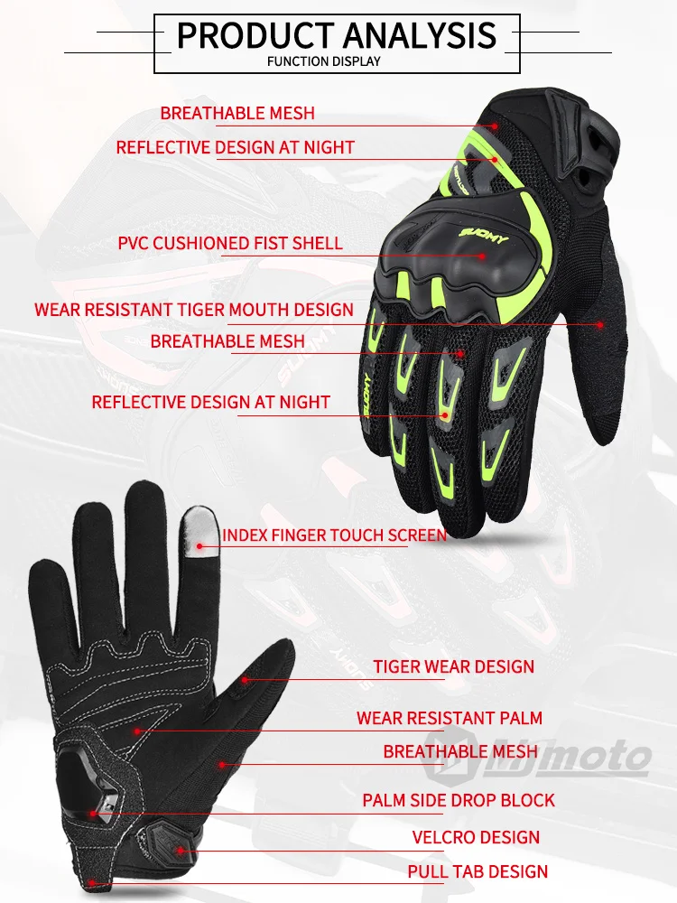 Suomy Motorcycle Gloves Summer Mesh Breathable Moto Gloves Men Women Touch Screen Motocross Gloves Touch Screen Cycling Gloves