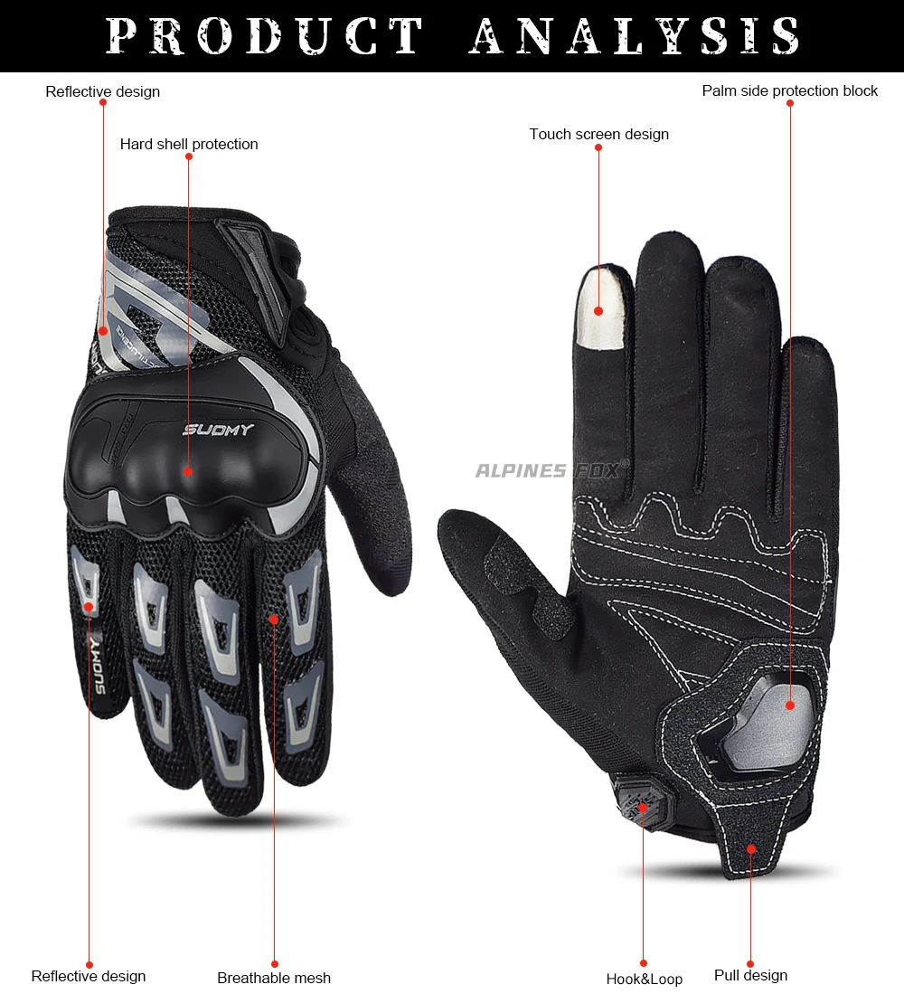 Suomy Motorcycle Gloves Summer Mesh Breathable Moto Gloves Men Women Touch Screen Motocross Gloves Touch Screen Cycling Gloves