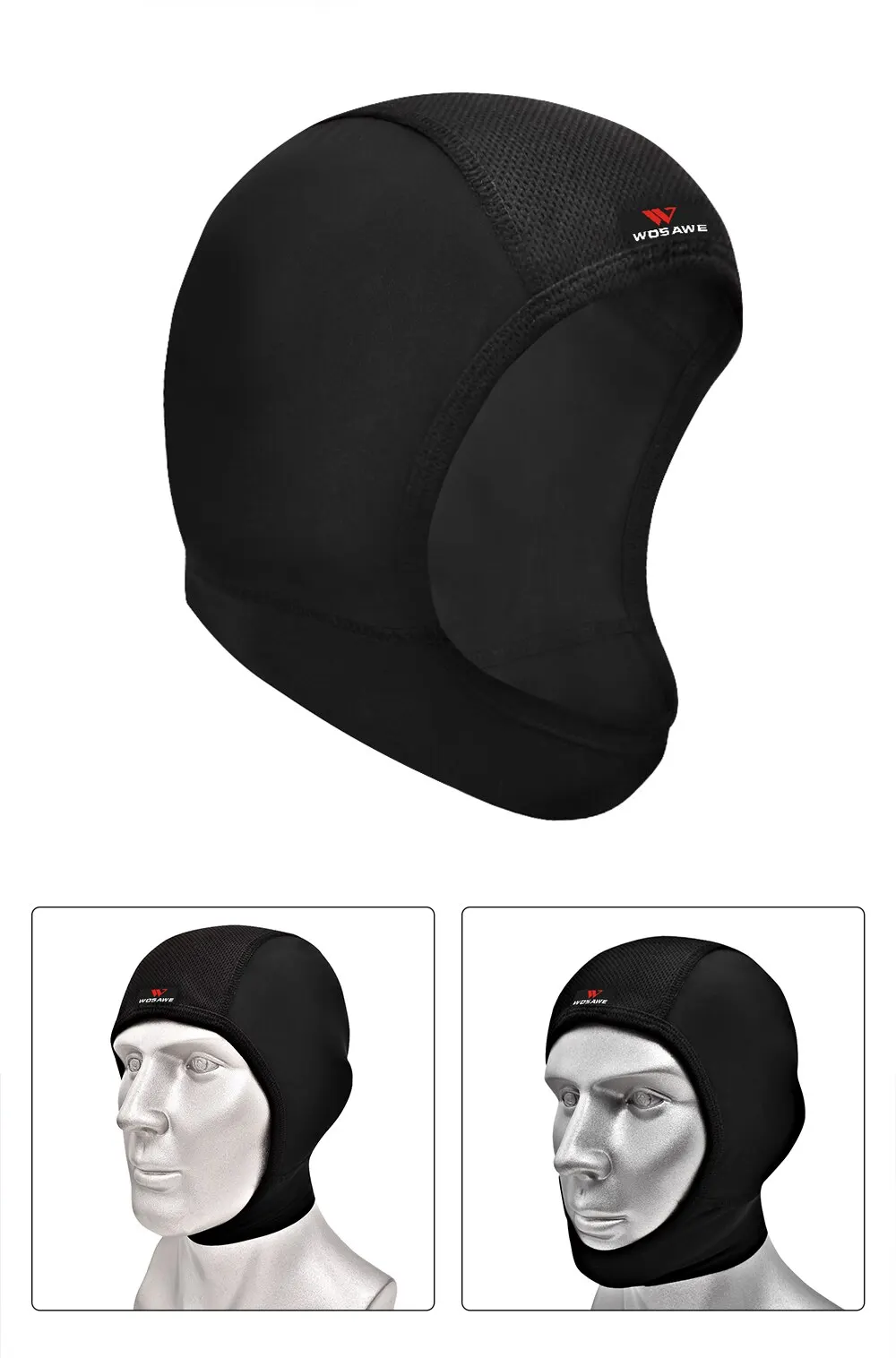 WOSAWE Unisex Motorcycle Balaclava Bike Chin Cover Quick Dry Breathable Cycling Motocross Helmets Inner Lining Hat Headgear