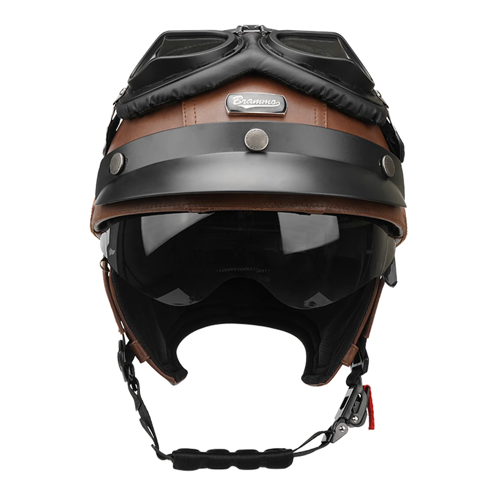 Motorcycle Half Helmet Leather Vintage Helmet Four Seasons General Safety Helmet Anti Fall And Sun Cap Moto Open Face Helmet