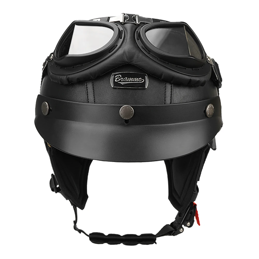 Motorcycle Half Helmet Leather Vintage Helmet Four Seasons General Safety Helmet Anti Fall And Sun Cap Moto Open Face Helmet