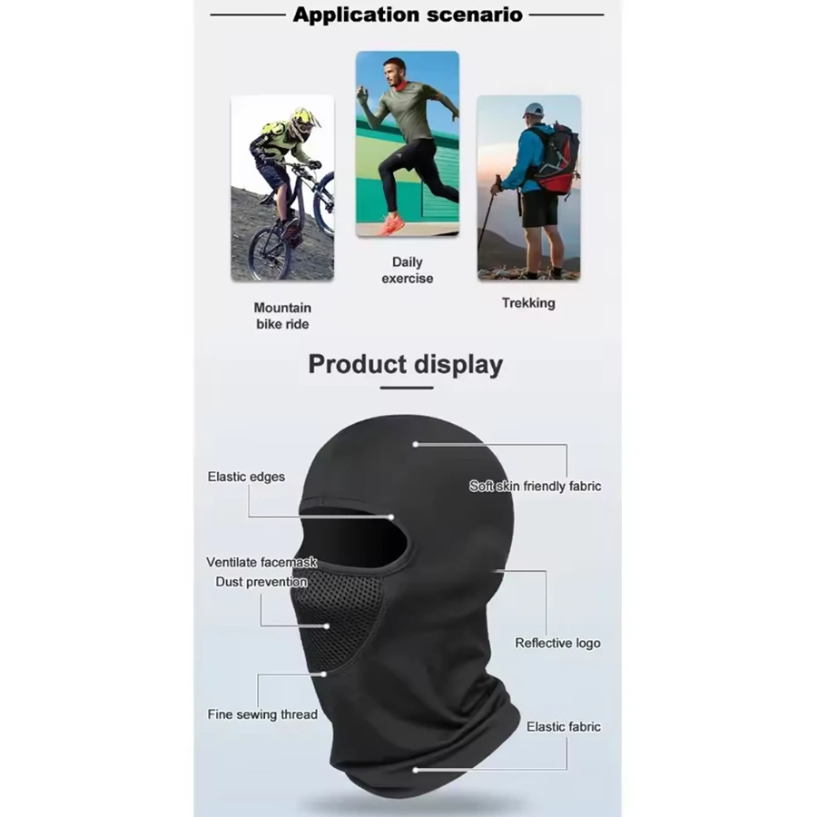 Summer Cycling Ice Silk Head Cover with Sweat Absorption and Moisture Wicking, Glasses Holes, Full Coverage, Windproof, Outdoor