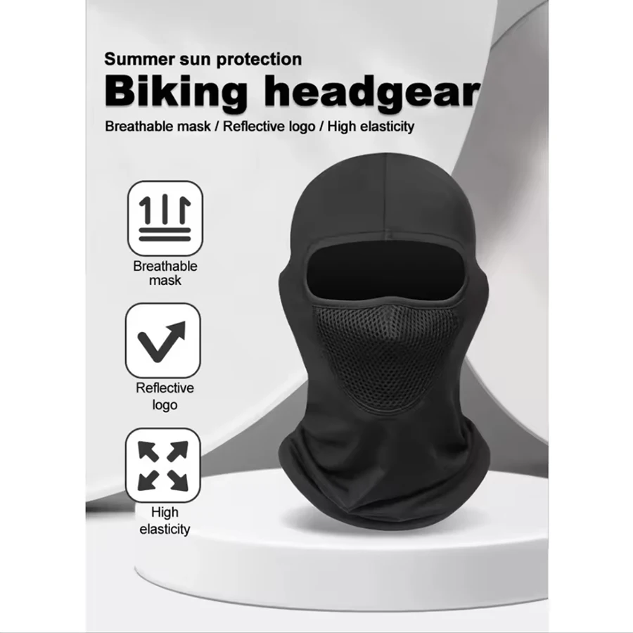 Summer Cycling Ice Silk Head Cover with Sweat Absorption and Moisture Wicking, Glasses Holes, Full Coverage, Windproof, Outdoor