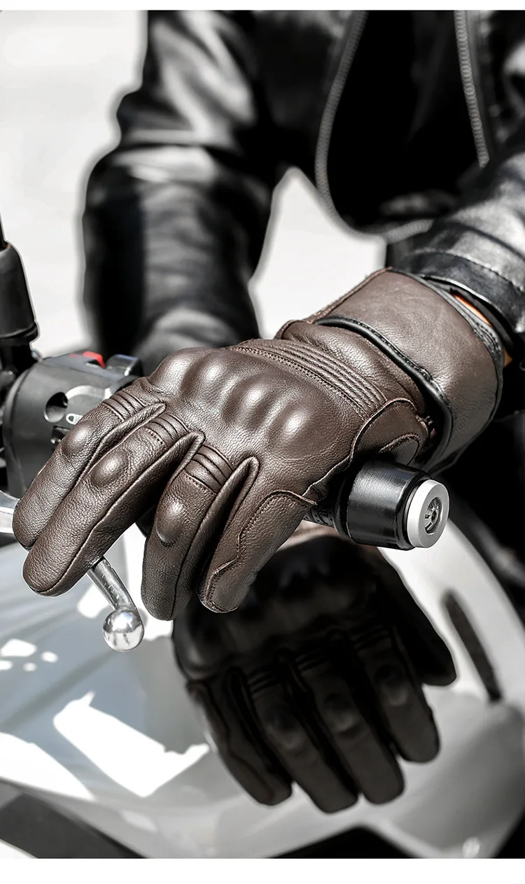 Real Leather Motorcycle Gloves Waterproof Windproof Winter Warm Summer Breathable Touch Operate Guantes Moto Fist Palm Protect