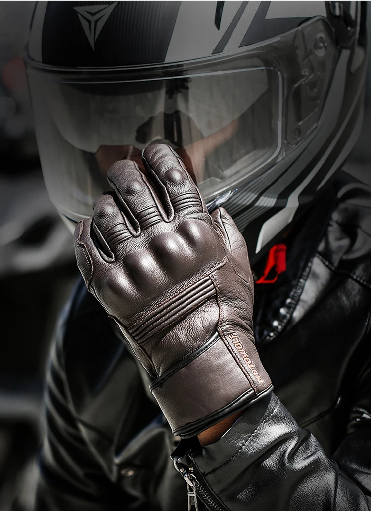 Real Leather Motorcycle Gloves Waterproof Windproof Winter Warm Summer Breathable Touch Operate Guantes Moto Fist Palm Protect