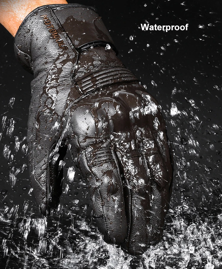 Real Leather Motorcycle Gloves Waterproof Windproof Winter Warm Summer Breathable Touch Operate Guantes Moto Fist Palm Protect