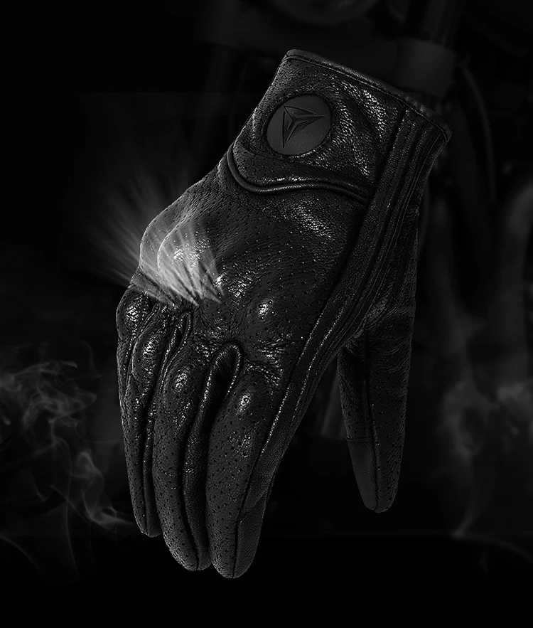 Real Leather Motorcycle Gloves Waterproof Windproof Winter Warm Summer Breathable Touch Operate Guantes Moto Fist Palm Protect