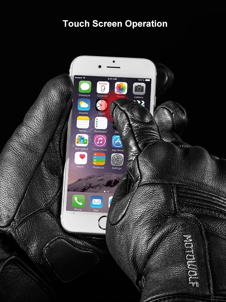 Real Leather Motorcycle Gloves Waterproof Windproof Winter Warm Summer Breathable Touch Operate Guantes Moto Fist Palm Protect