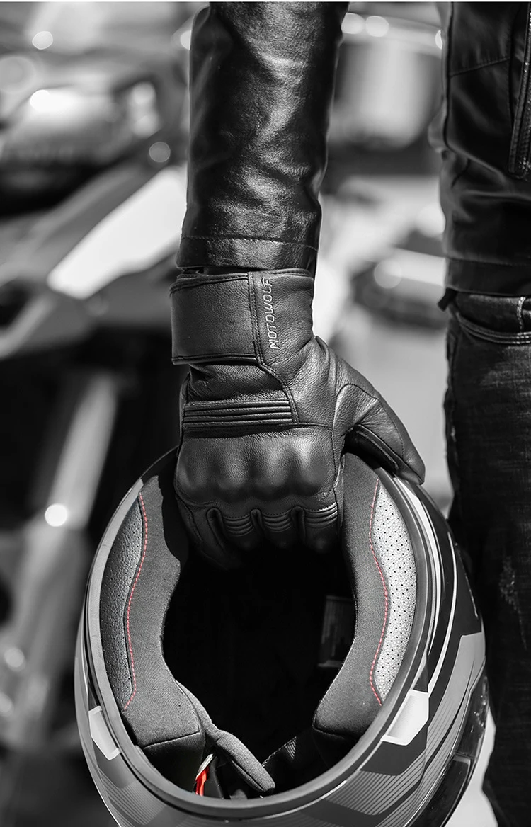 Real Leather Motorcycle Gloves Waterproof Windproof Winter Warm Summer Breathable Touch Operate Guantes Moto Fist Palm Protect