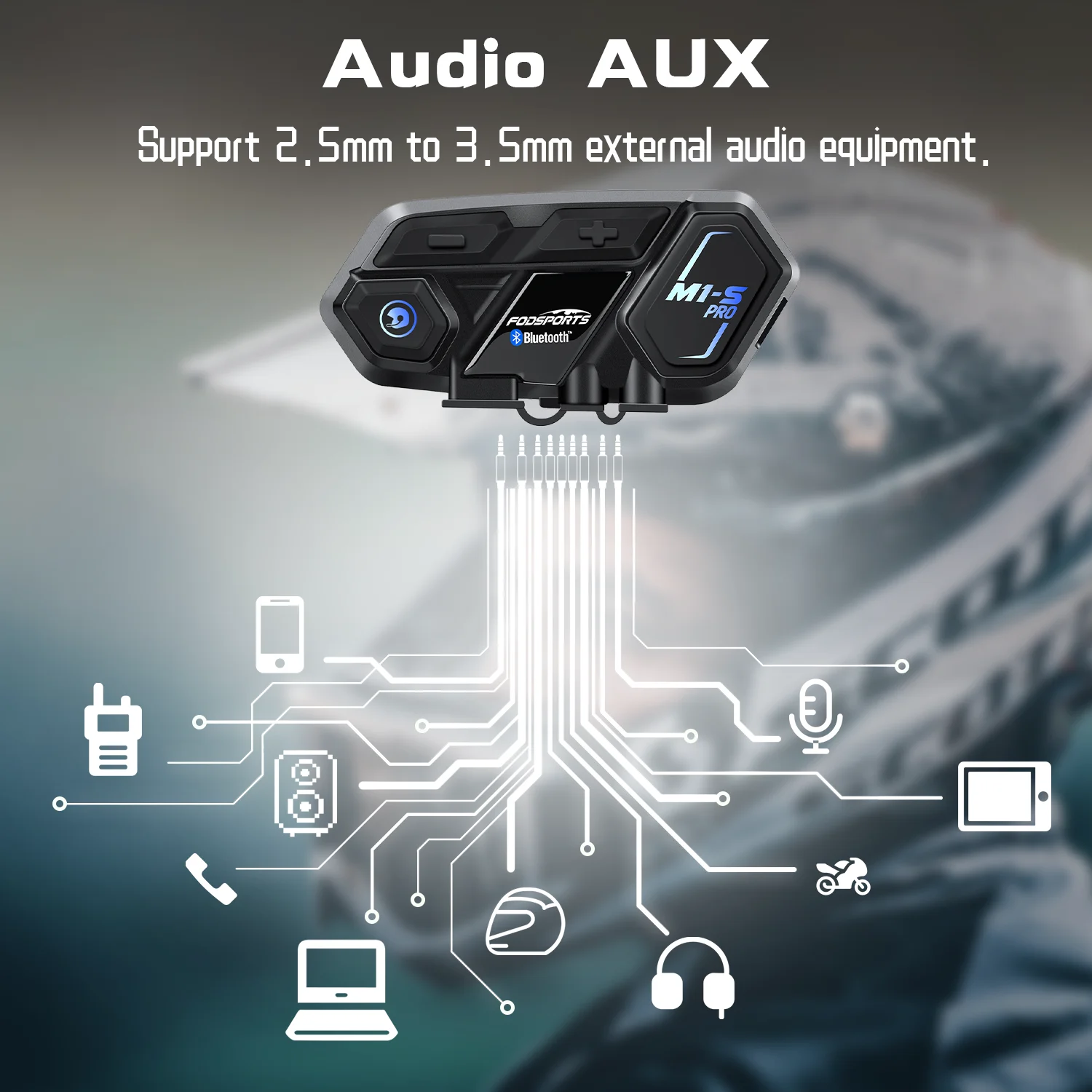 Fodsports M1-S Pro Motorcycle Intercom Helmet Bluetooth Headset Moto BT Interphone 8 Riders 2000M