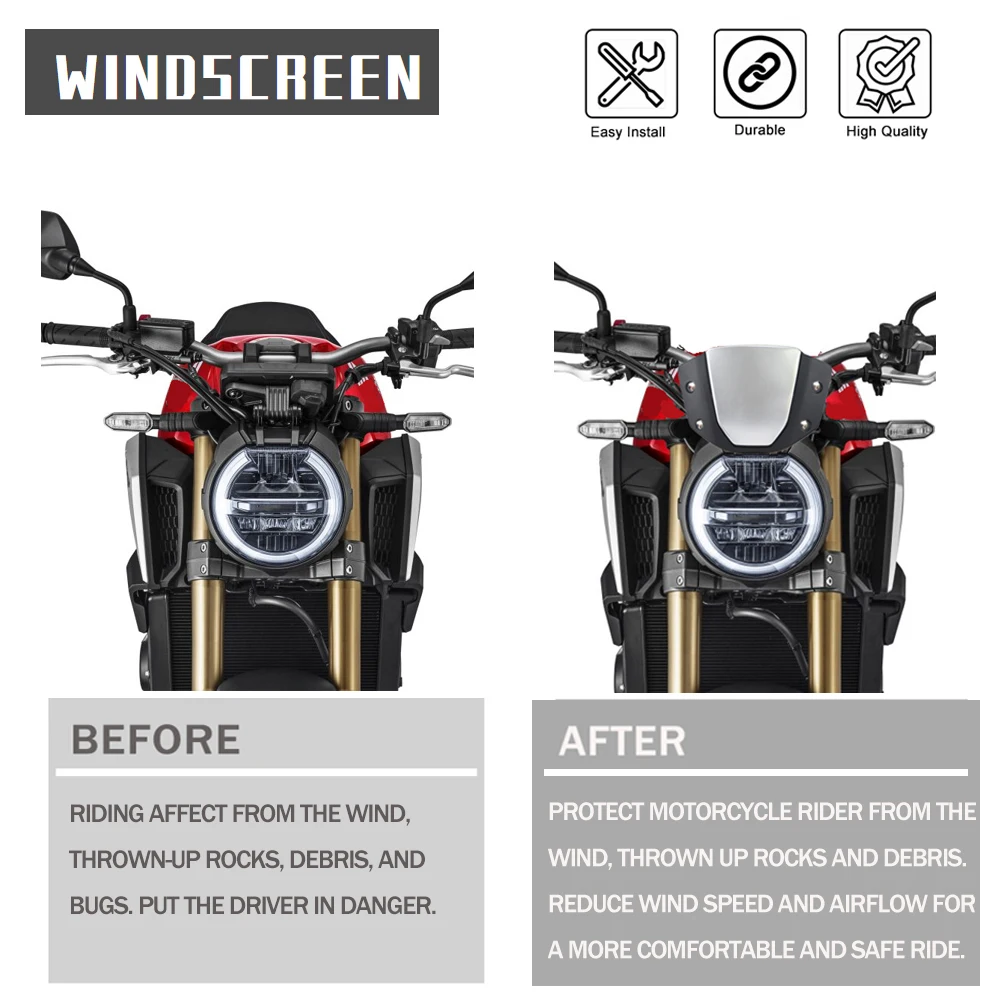 Sport Windshield For Honda CB1000R CB 1000 650 R Motorcycle Front Wind Deflector With Bracket Air Fairing For CB650R 650R 2020