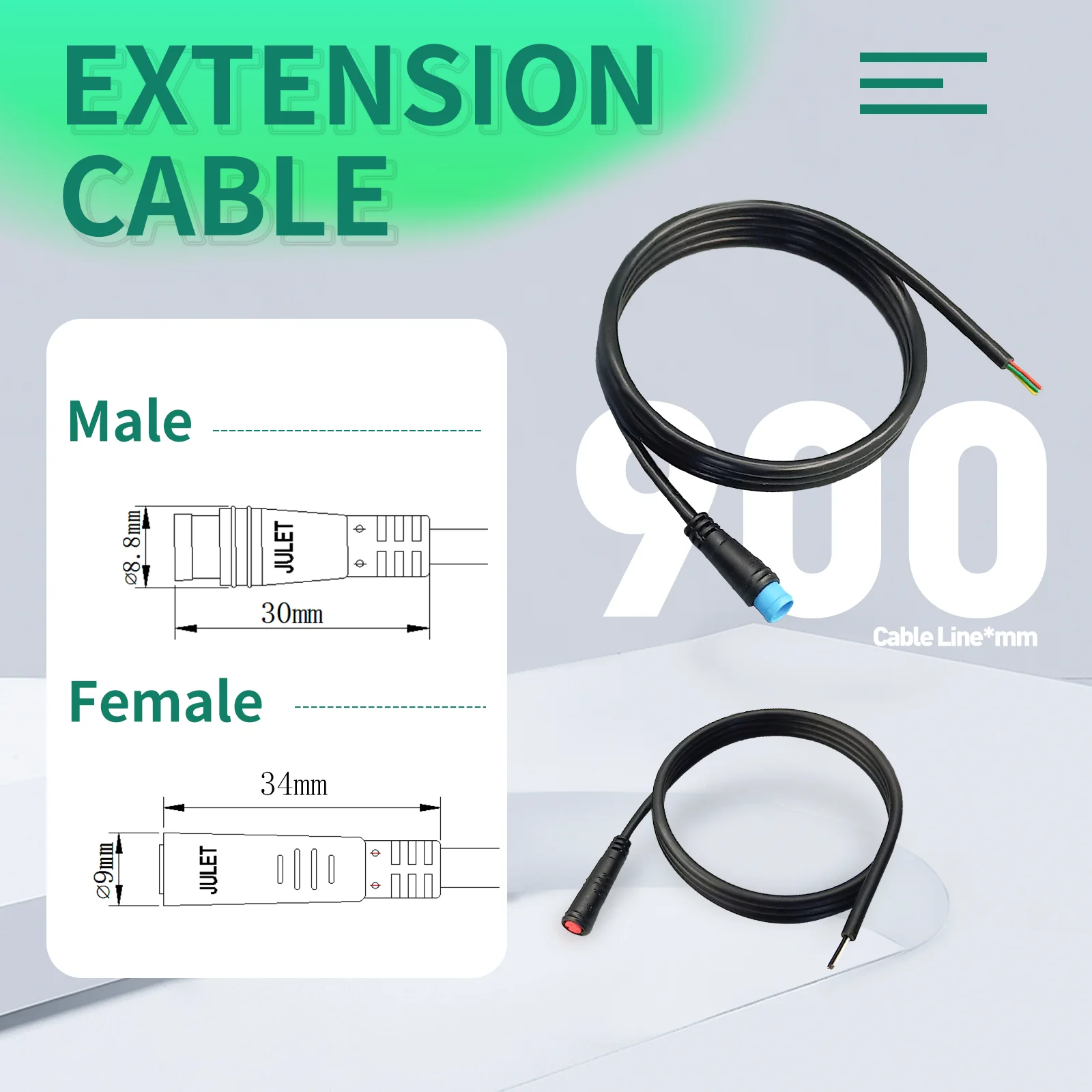 Waterproof Cable Julet Electric Cables 2/3/4/5/6/7Pin Connector for Ebike Light Throttle Ebrake Display Ebike Parts Extend