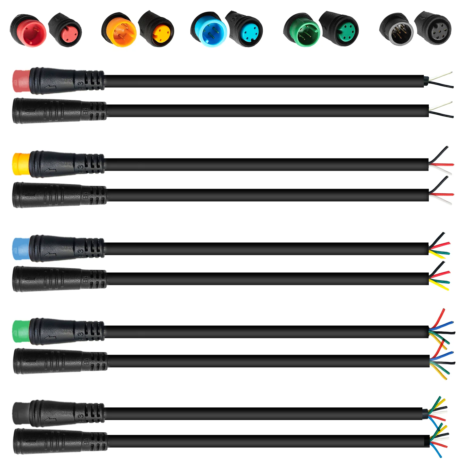 Waterproof Cable Julet Electric Cables 2/3/4/5/6/7Pin Connector for Ebike Light Throttle Ebrake Display Ebike Parts Extend