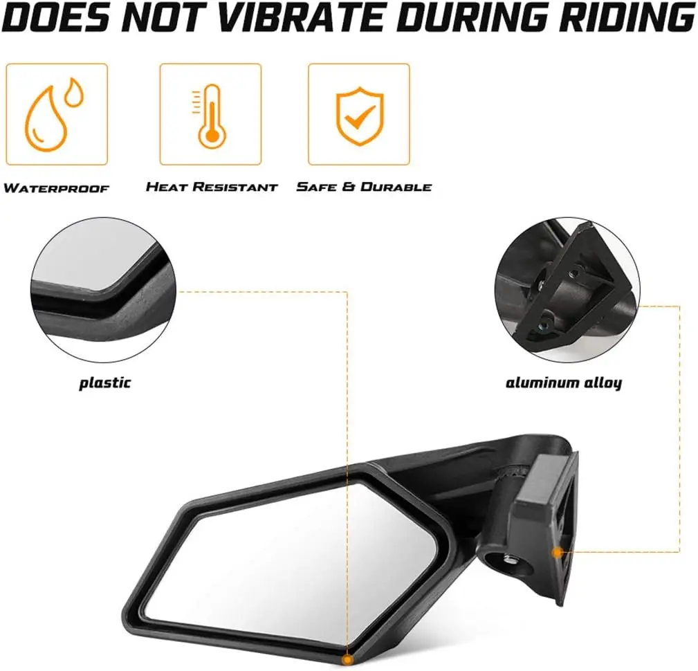 2Pcs UTV Side View Mirrors Rearview Mirror For Can Am Maverick X3 Max Turbo R 2017-2022