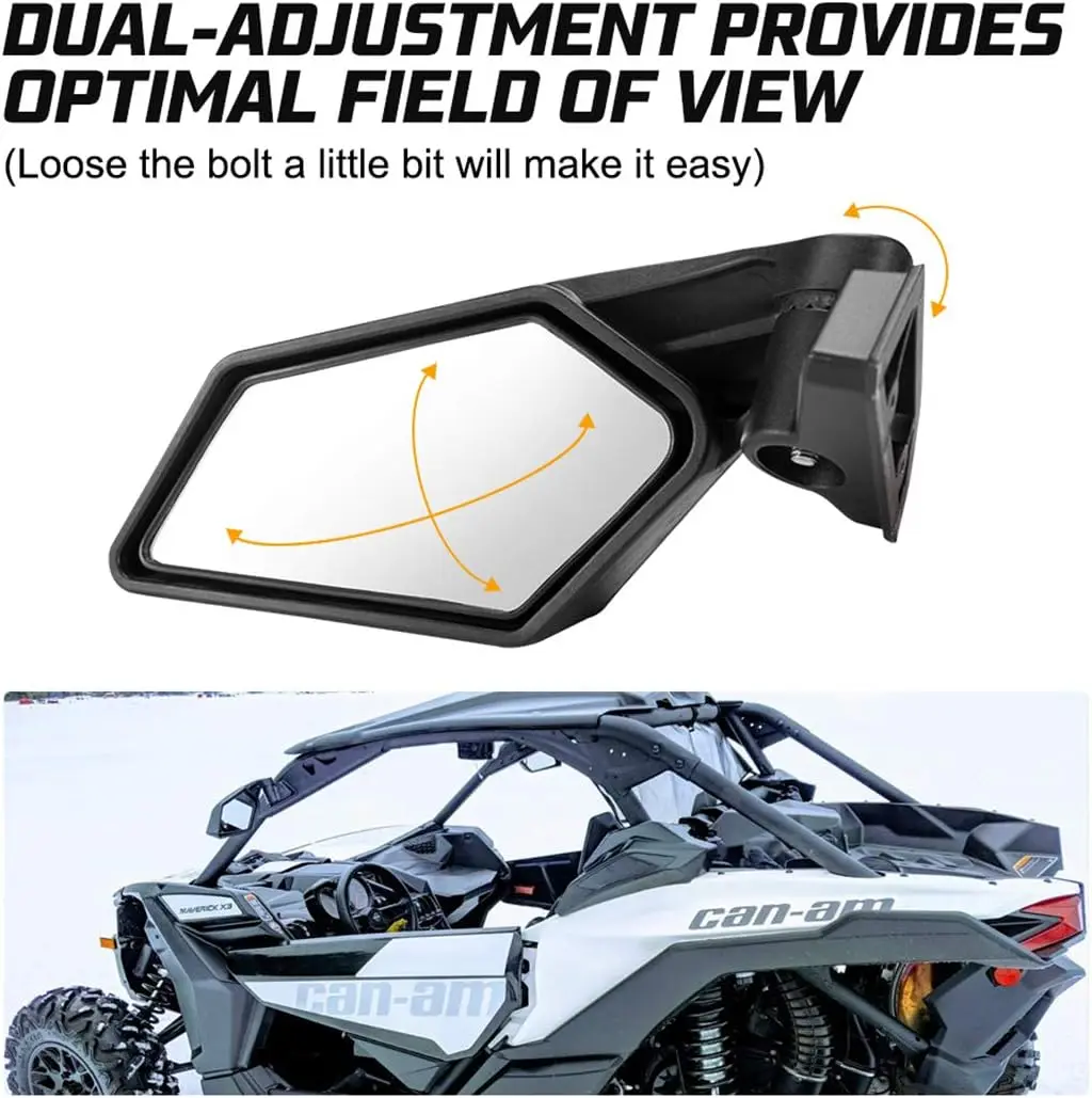 2Pcs UTV Side View Mirrors Rearview Mirror For Can Am Maverick X3 Max Turbo R 2017-2022
