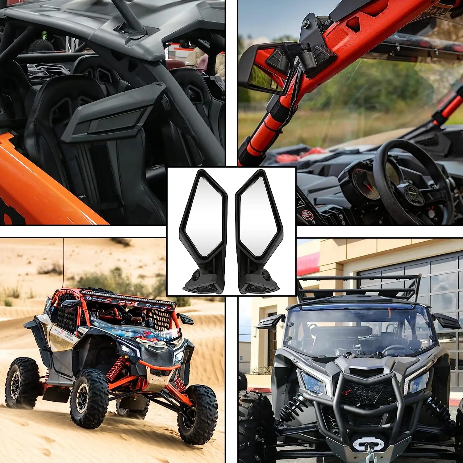 2Pcs UTV Side View Mirrors Rearview Mirror For Can Am Maverick X3 Max Turbo R 2017-2022