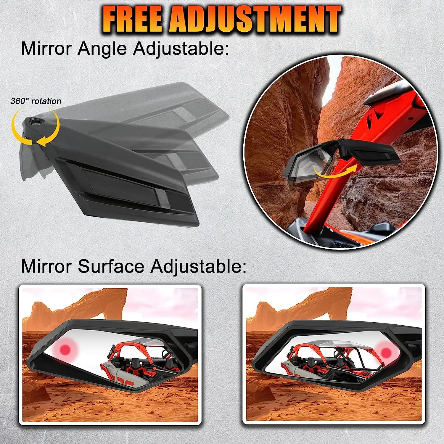 2Pcs UTV Side View Mirrors Rearview Mirror For Can Am Maverick X3 Max Turbo R 2017-2022