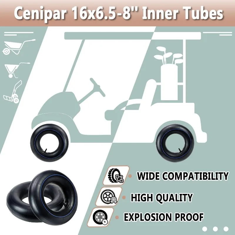 4.10/3.50-4" Camera 4.00-8'' 16x6.50-8 Inner Tubes (2-Pack) for Wheelbarrow,Trunk,Tractor,Garden Carts,Golf Cart,Mowers and More