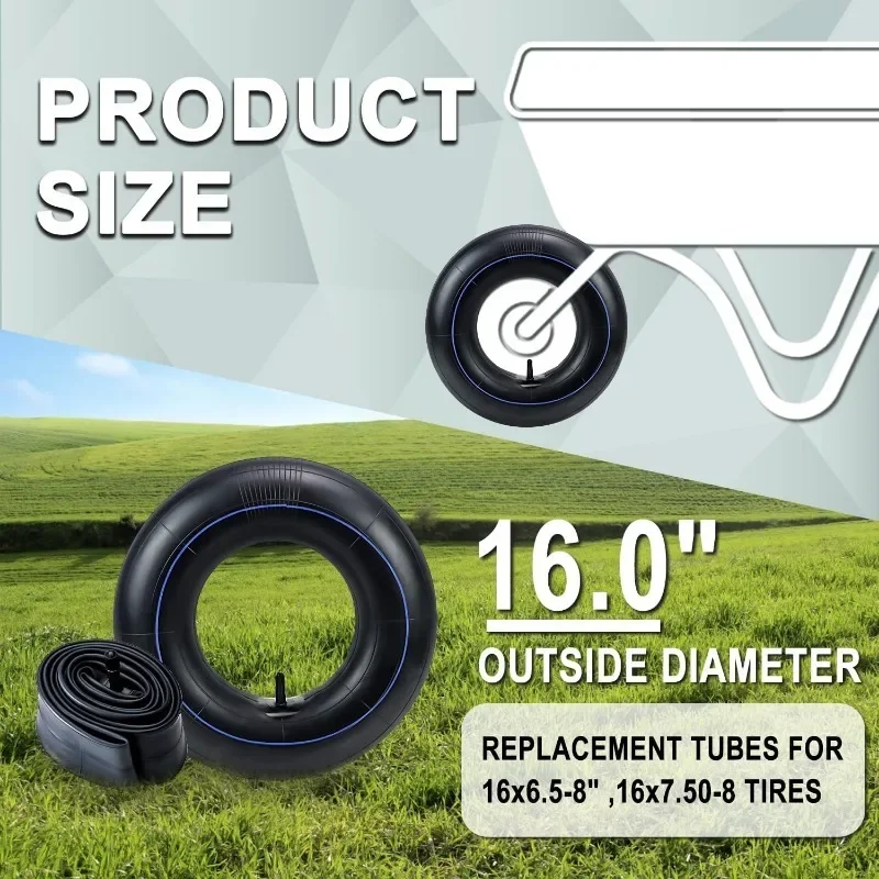 4.10/3.50-4" Camera 4.00-8'' 16x6.50-8 Inner Tubes (2-Pack) for Wheelbarrow,Trunk,Tractor,Garden Carts,Golf Cart,Mowers and More