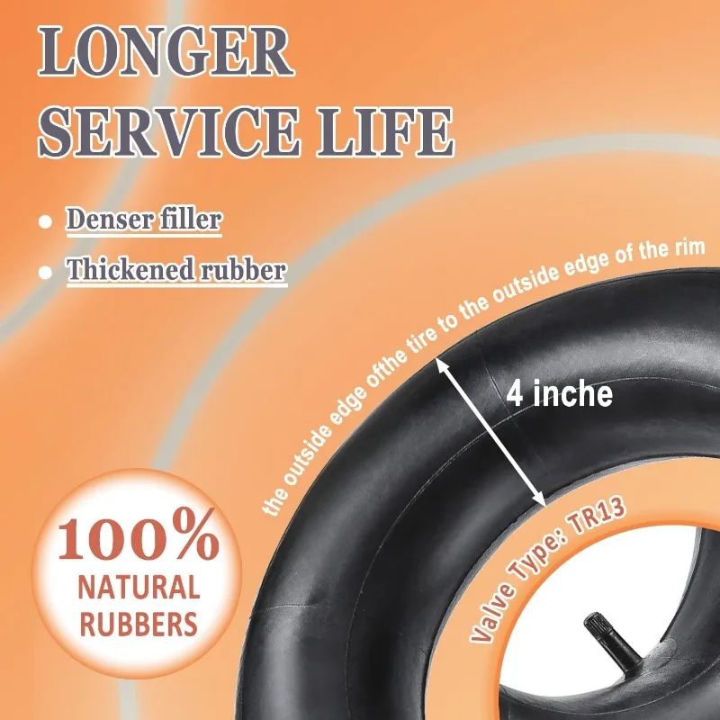 4.10/3.50-4" Camera 4.00-8'' 16x6.50-8 Inner Tubes (2-Pack) for Wheelbarrow,Trunk,Tractor,Garden Carts,Golf Cart,Mowers and More