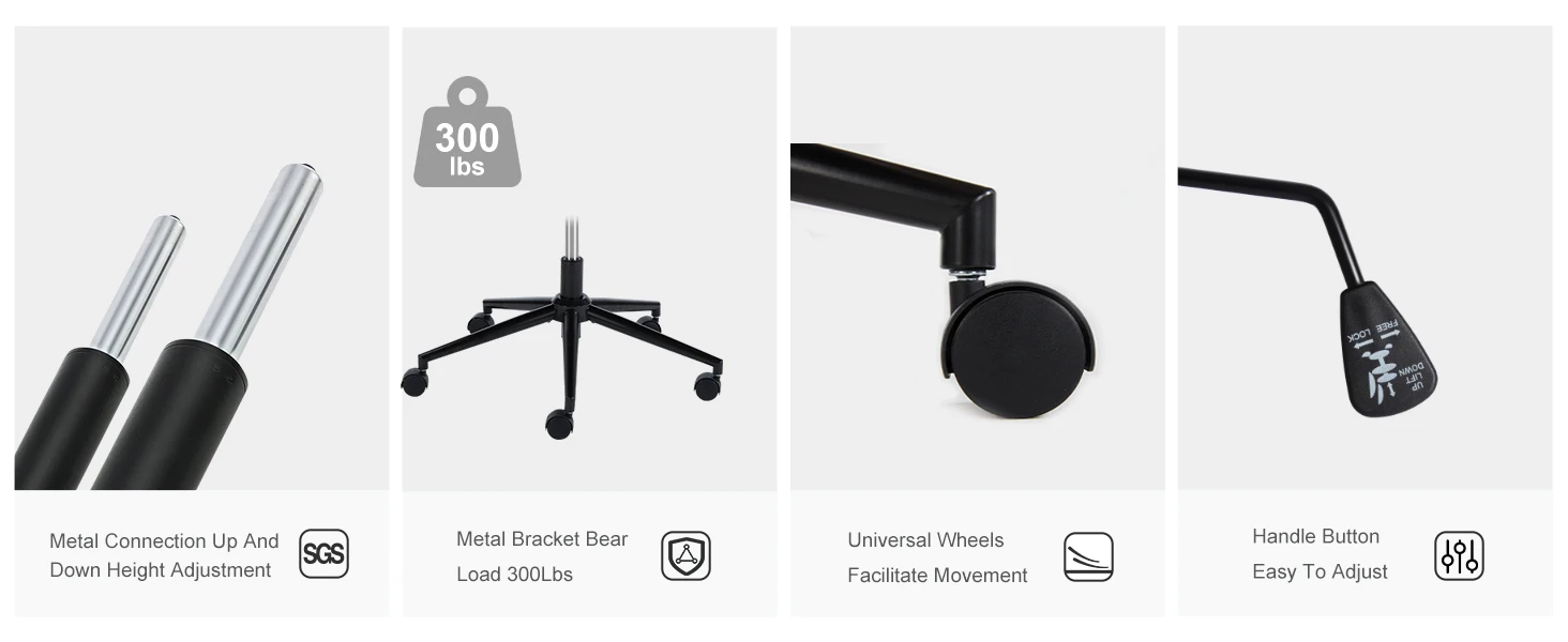 JHK Armless Cross Office Chairs with Wheels PU Leather Swivel Living Room Desk Chair Height Adjustable Support Seat Furniture