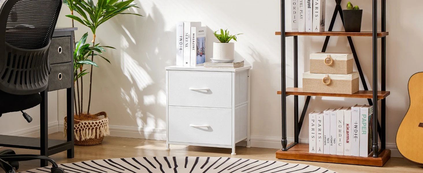 JHK Living Room Cabinet Layers Set of 2 Fabric Drawers Beside Nightstand Table Closet Chest Clothes Display Cabinet Of Furniture
