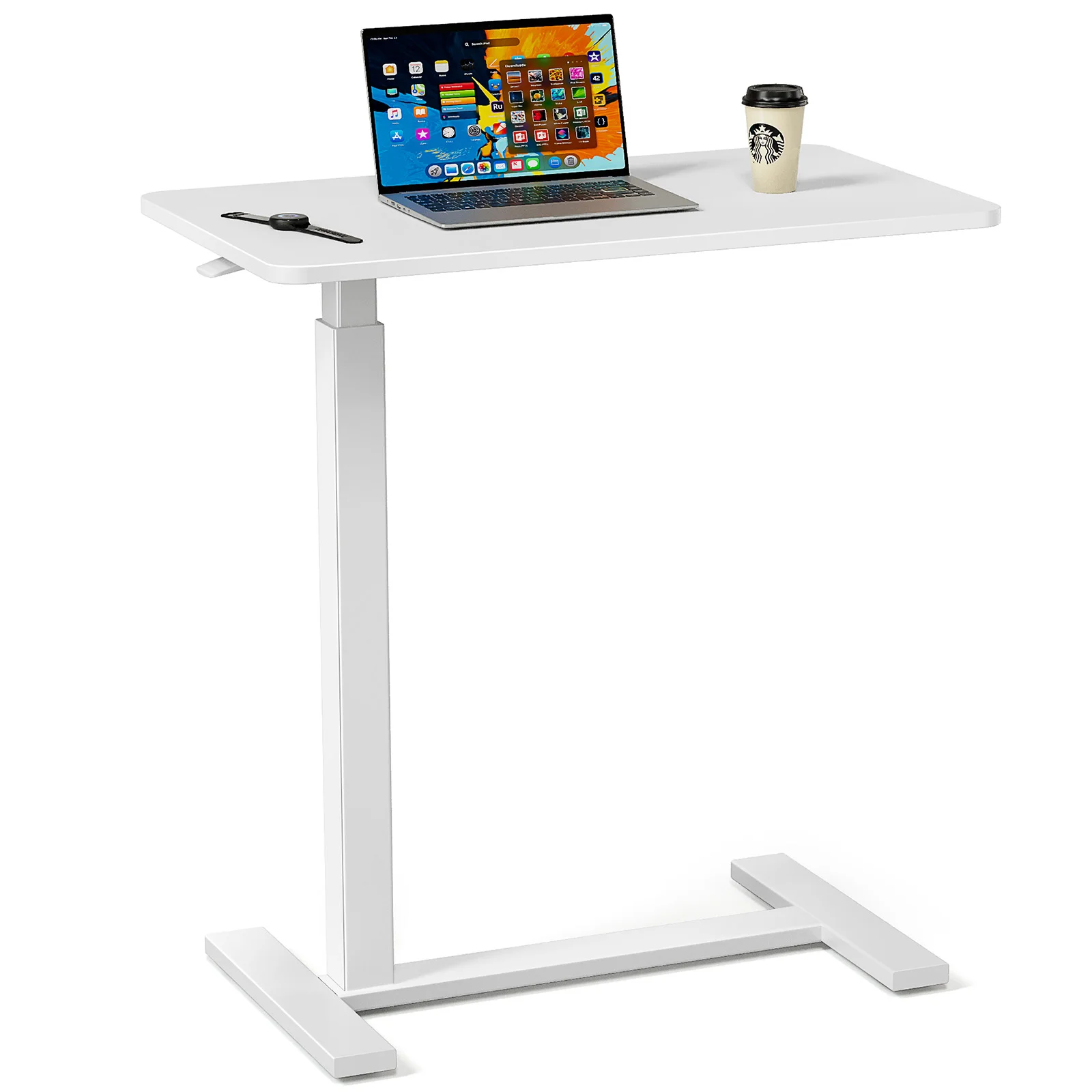 JHK Overbed Bedside Sofa Table with Hidden Wheels Adjustable Height Home Use Bed Table Laptop Mobile Standing Desk For Bedroom