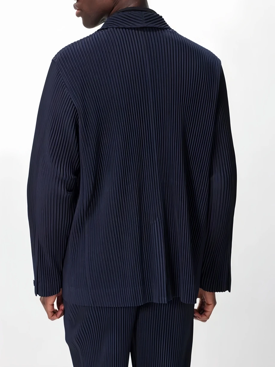 Miyake Pleated Blazers Business Casual Lined Blazer Top Fashion Suit Slim Fit Coat High Quality Jacket