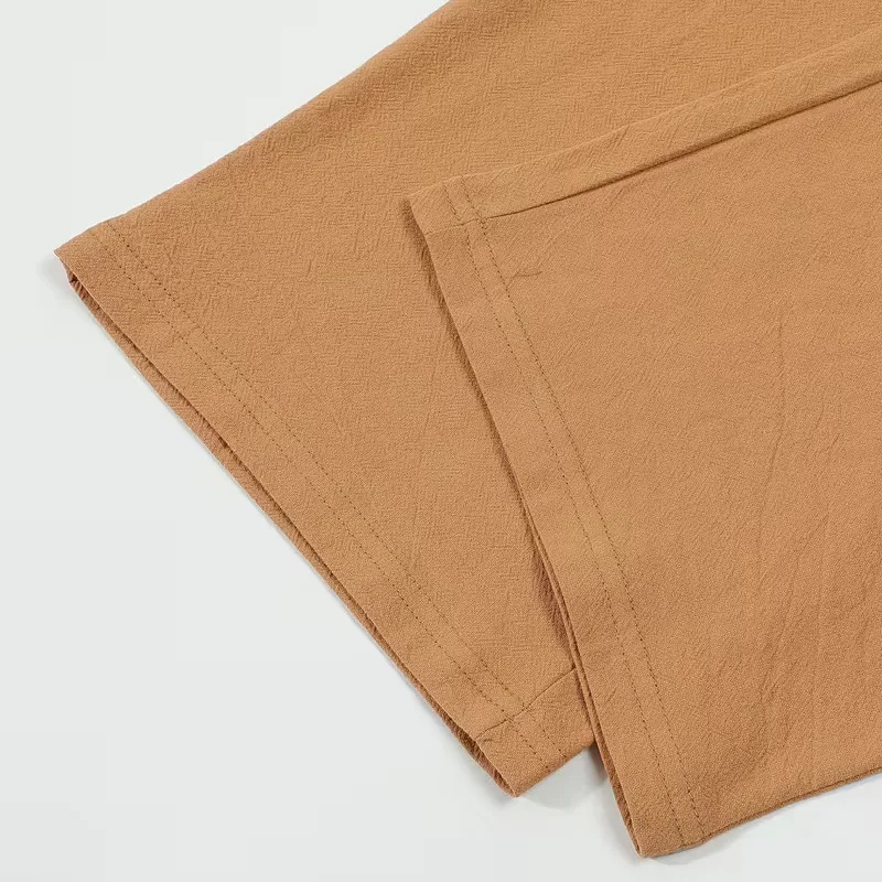 Men's Linen Drawstring Pants Casual Button Detail Elastic Waist Breathable Beach Vacation Daily Wear Straight Leg Trousers for M