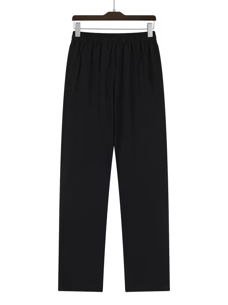 Men's Linen Drawstring Pants Casual Button Detail Elastic Waist Breathable Beach Vacation Daily Wear Straight Leg Trousers for M