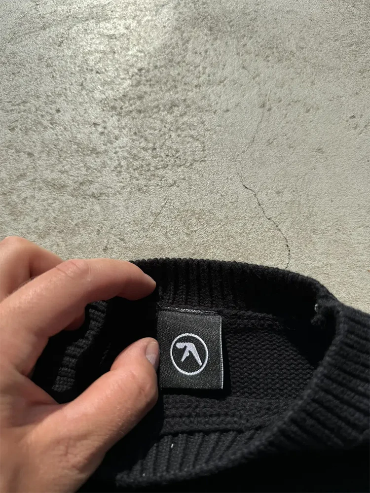 Men's Sweater Y2K Aphex Twin Knit Oversized Pullovers Gothic Jumper Winter Graphic Streetwear Long Sleeve Tops Vintage Clothing
