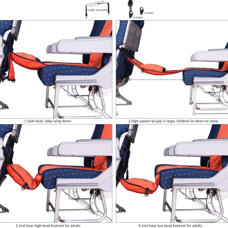 Portable Airplane Foot Rest Hammock in Plane High Speed Train Bus Car Adjustable Footrest Hanger Travel Children Sleep Hammocks