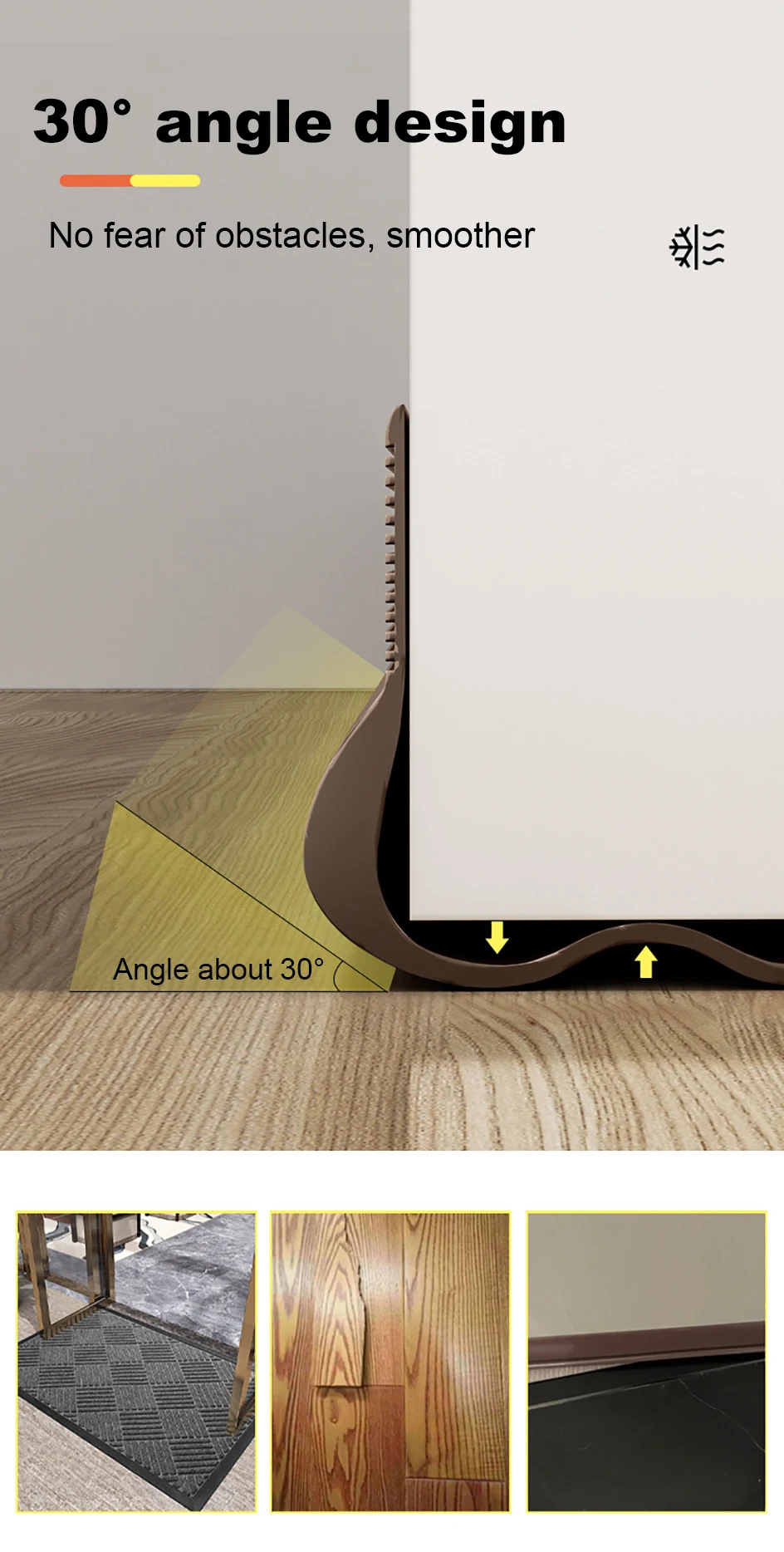 93cm Flexible Door Bottom Sealing Strip Under Door Draft Stopper Tape Door Gap Soundproofing Wind and Dust Proof Weather Strip