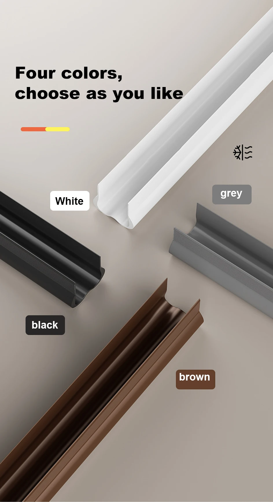 93cm Flexible Door Bottom Sealing Strip Under Door Draft Stopper Tape Door Gap Soundproofing Wind and Dust Proof Weather Strip