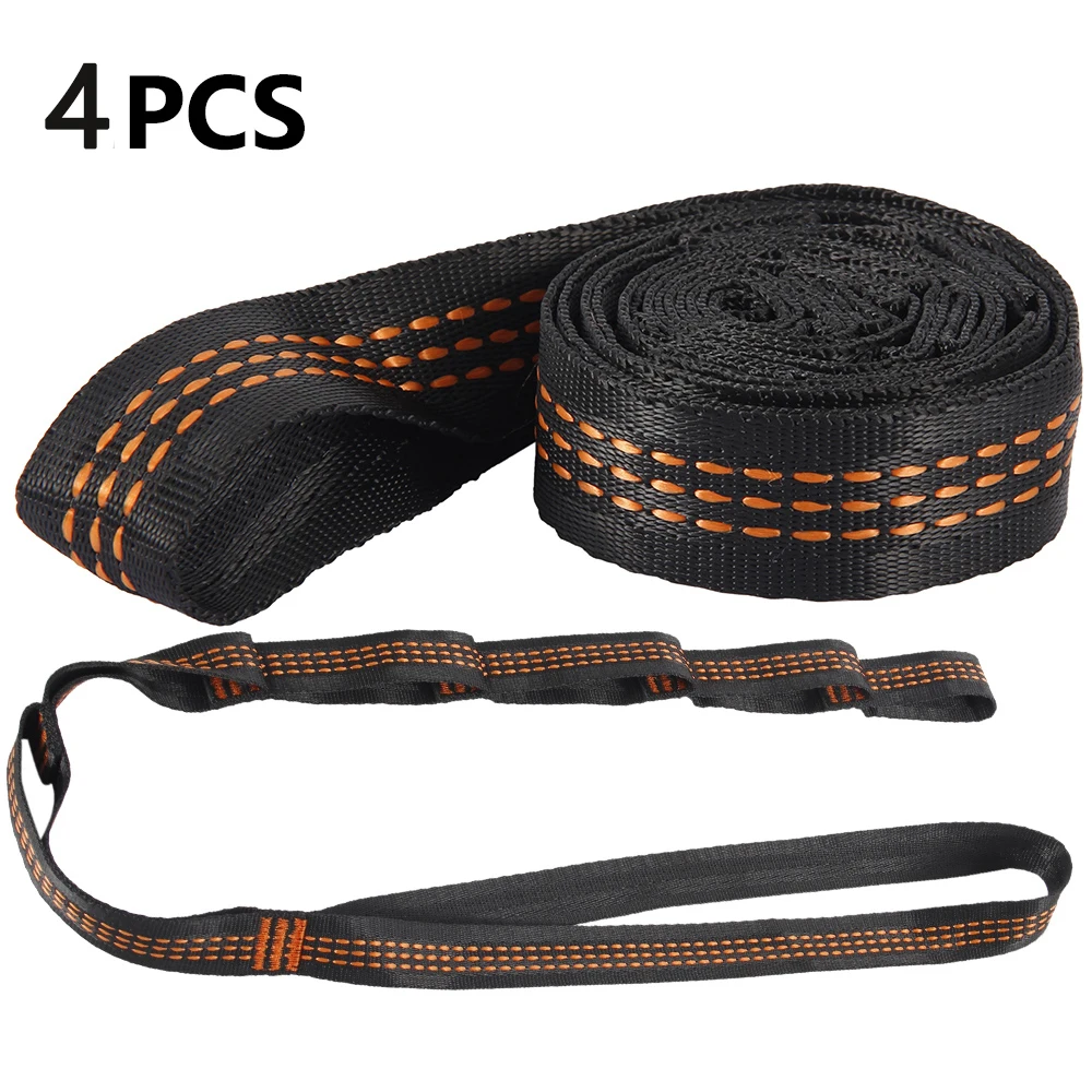 2/4Pcs Hammock Straps Special Reinforced Polyester Straps For Outdoor Camping Black Hammock Straps High Load-bearing Rope Strap