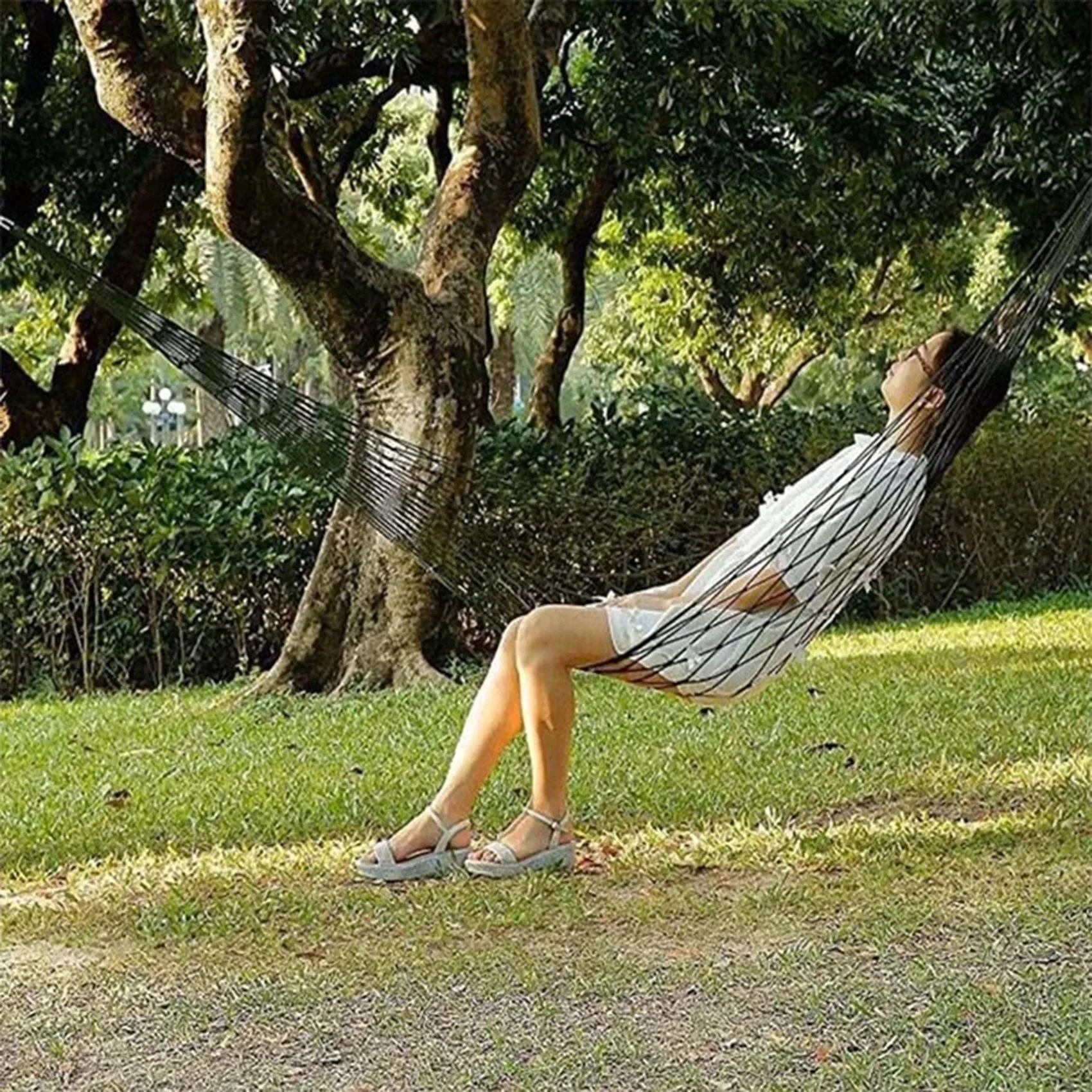 1/3/5PCS Portable Garden Outdoor Thickened Nylon Rope Hammock Indoor Mesh Hammock Portable Simple Hammock Swing Chair Camping
